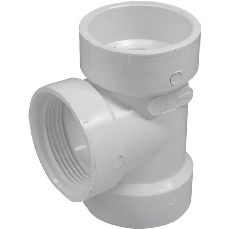 GENOVA CANPLAS Test Tee, 4 in, Hub x FNPT, PVC, White 192117S